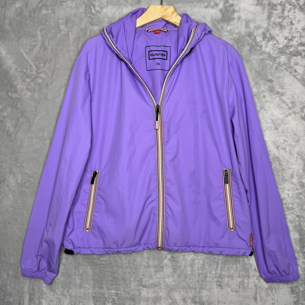 Hunter Jacket Womens XL Purple Hooded Full Zip Lightweight Windbreaker Zip